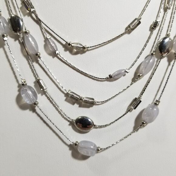 Lc five strand silver tone with smokey beads 17" (1.1365) - Picture 4 of 7
